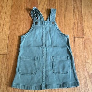Old Navy Kids Olive Green Denim Overall Dress 3T EUC
